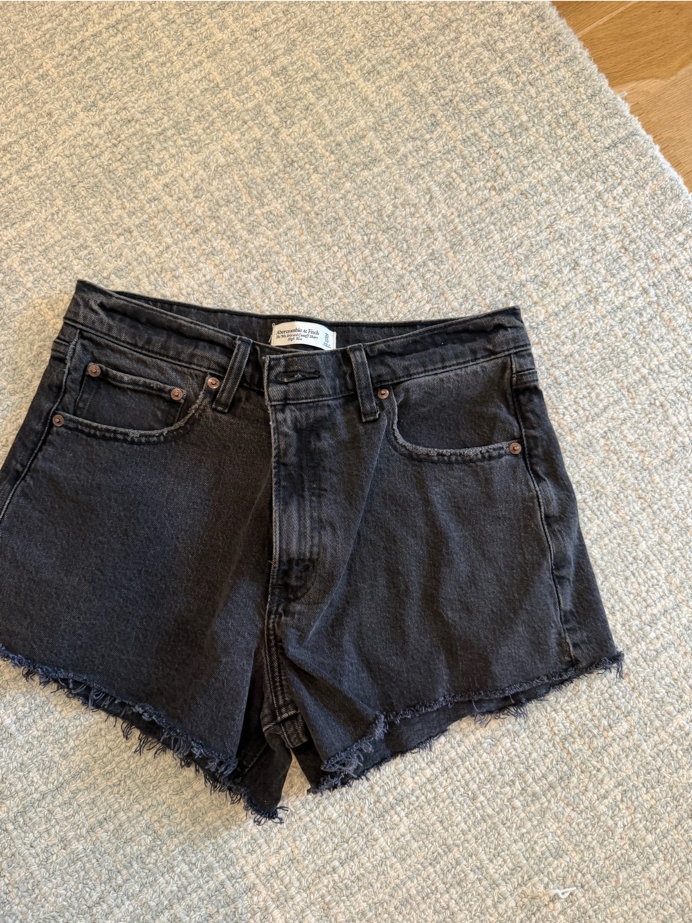 Abercrombie and fitch Black Denim Frayed Hem Women’s Shorts